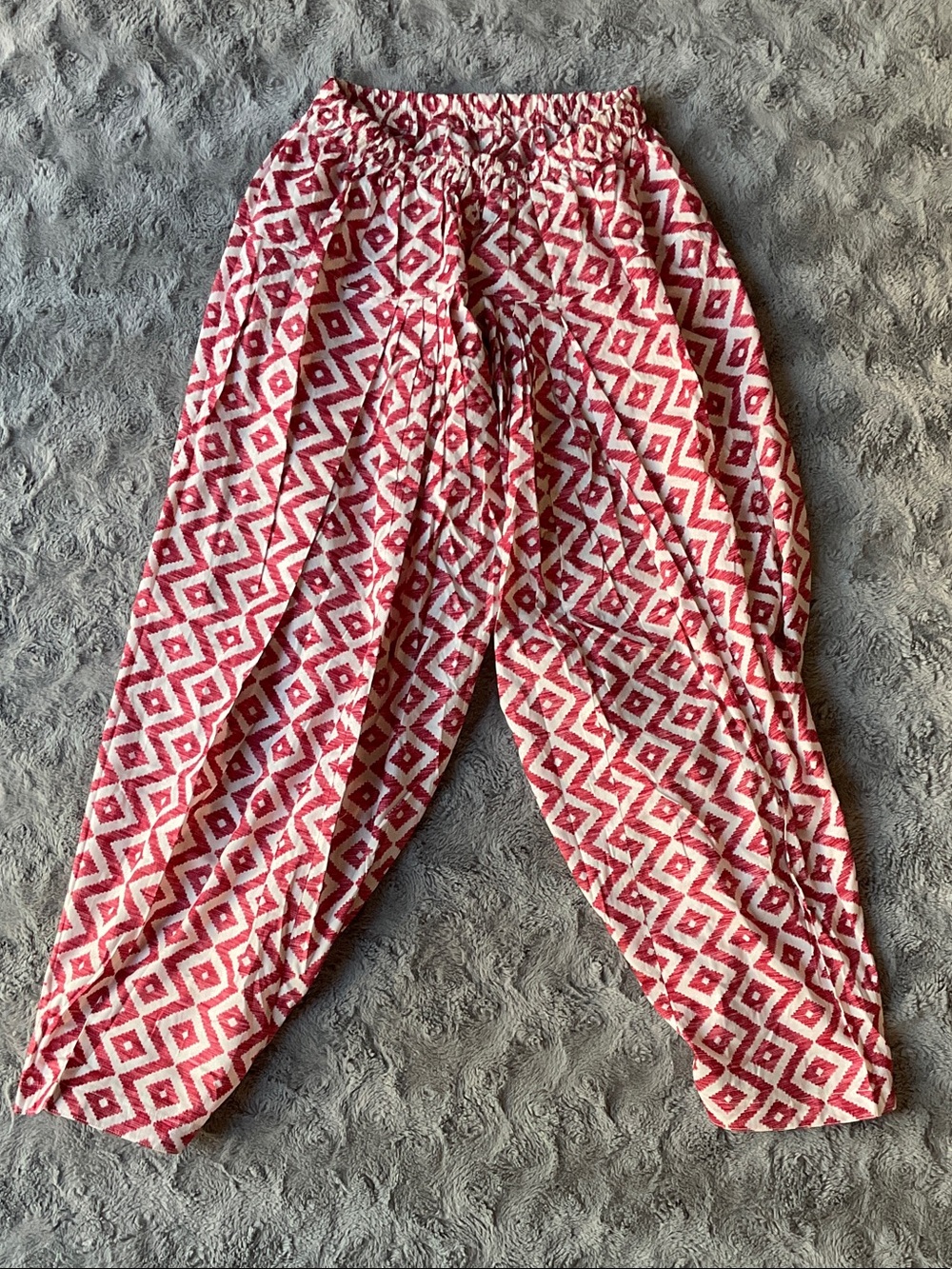 Women's Pink Geometric Elastic Waist Hammer style Pants / Kurta Pants